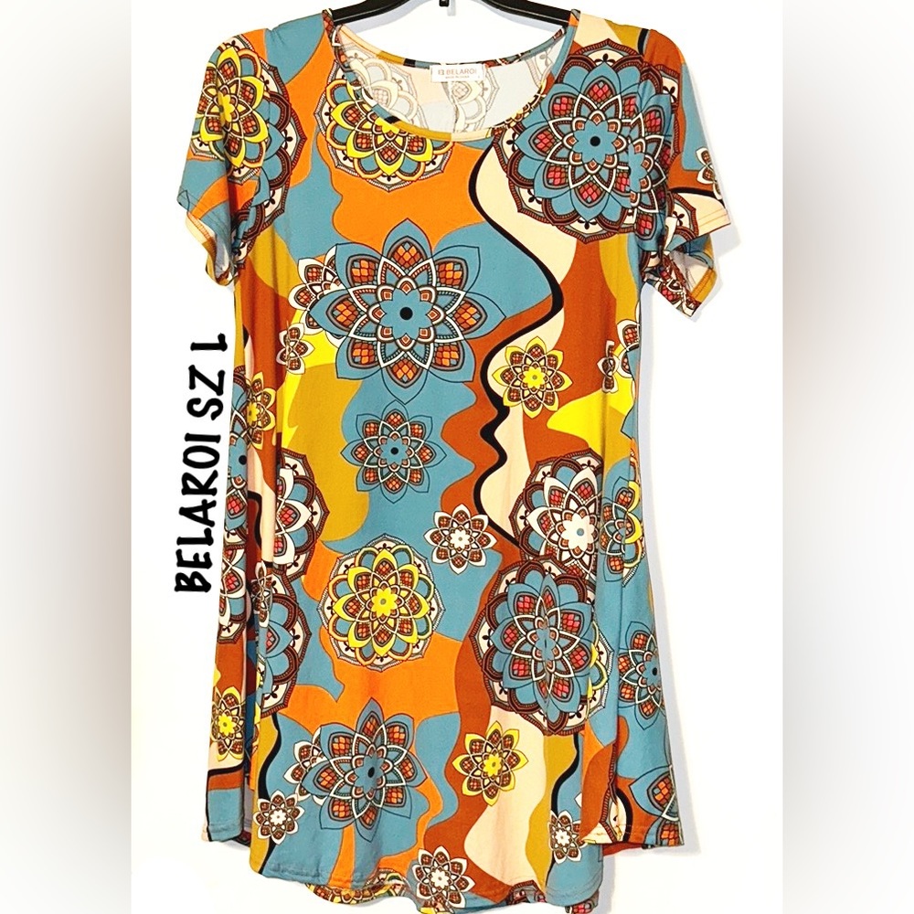 BELAROI 70's Vibe Retro Fit and Flare Dress SZ L EUC